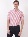 Linen Mix Stripes Spread Collar Shirts