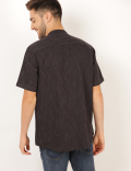 Linen Mix Striped Mandarin Collar Shirt