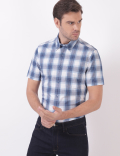 Cotton Checks Button Down Collar Shirts
