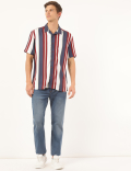 Pure Viscose Colorblock Spread Collar Shirt