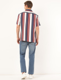 Pure Viscose Colorblock Spread Collar Shirt