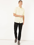 Linen Mix Plain Spread Collar Shirt