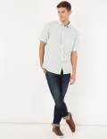 Linen Mix Plain Spread Collar Shirt