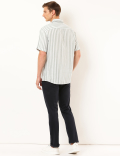 Linen Mix Striped Spread Collar Shirt