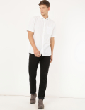 Linen Mix Plain Spread Collar Shirt