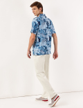 Pure Viscose Floral Spread Collar Shirt
