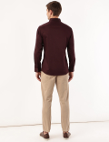 Cotton Mix Plain Spread Collar Shirt