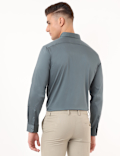 Cotton Mix Plain Spread Collar Shirt