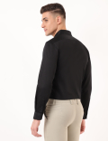 Cotton Mix Plain Spread Collar Shirt
