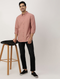 Pure Cotton Plain Button-down Collar Shirt