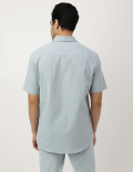 Pure Cotton Plain Button-down Collar Shirt