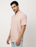 Pure Cotton Plain Button-down Collar Shirt