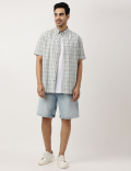 Pure Cotton Checks Button-down Collar Shirt