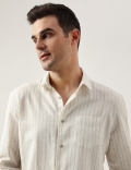 Relaxed Fit Linen Blend Striped Shirt