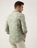 Slim Fit Linen Blend Printed Shirt