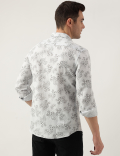 Slim Fit Linen Blend Printed Shirt