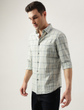 Regular Fit Linen Blend Checked Shirt