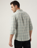 Regular Fit Linen Blend Checked Shirt