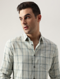 Regular Fit Linen Blend Checked Shirt