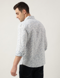 Regular Fit Linen Blend Printed Shirt