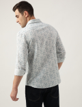 Regular Fit Linen Blend Printed Shirt