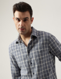 Regular Fit Linen Blend Checked Shirt