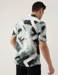 Slim Fit Linen Blend Printed Shirt