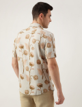 Regular Fit Linen Blend Printed Shirt