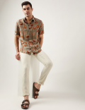 Regular Fit Linen Blend Printed Shirt