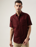 Relaxed Fit Linen Blend Plain Shirt