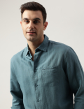 Relaxed Fit Linen Blend Plain Shirt