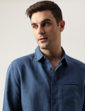 Relaxed Fit Linen Blend Plain Shirt