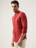 Slim Fit Linen Blend Plain Shirt