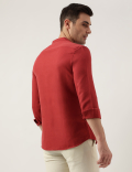 Slim Fit Linen Blend Plain Shirt