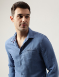 Slim Fit Linen Blend Plain Shirt