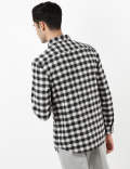 Textured Check Shirt with Long Sleeves