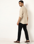 Pure Linen Plain Spread Collar Shirt