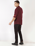 Linen Mix Plain Spread Collar Shirt