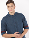 Linen Mix Plain Spread Collar Shirt