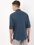 Linen Mix Plain Spread Collar Shirt