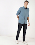 Linen Mix Plain Spread Collar Shirt