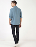 Linen Mix Plain Spread Collar Shirt