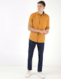 Linen Mix Plain Spread Collar Shirt