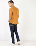 Linen Mix Plain Spread Collar Shirt