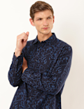 Linen Mix Printed Collar Neck Shirt