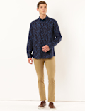 Linen Mix Printed Collar Neck Shirt