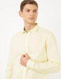 Linen Mix Plain Spread Collar Shirt