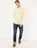 Linen Mix Plain Spread Collar Shirt