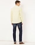 Linen Mix Plain Spread Collar Shirt