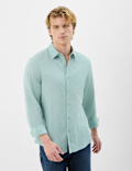 Classic Collar Linen Blend Shirt